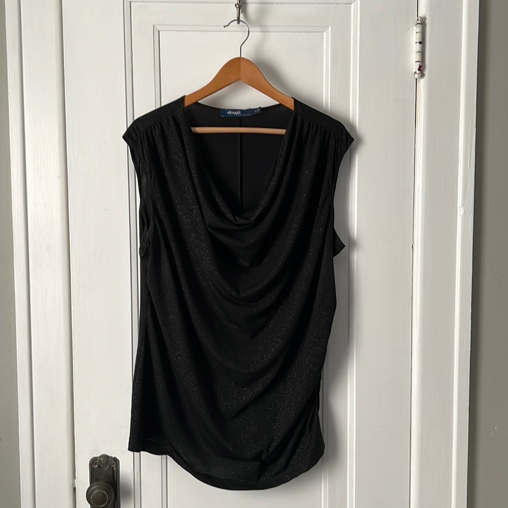 ELOQUII cowl neck 18+ black sequin shell